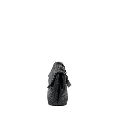 Bottega Veneta Single Chain Flap Purse Leather Black with Black Hardware