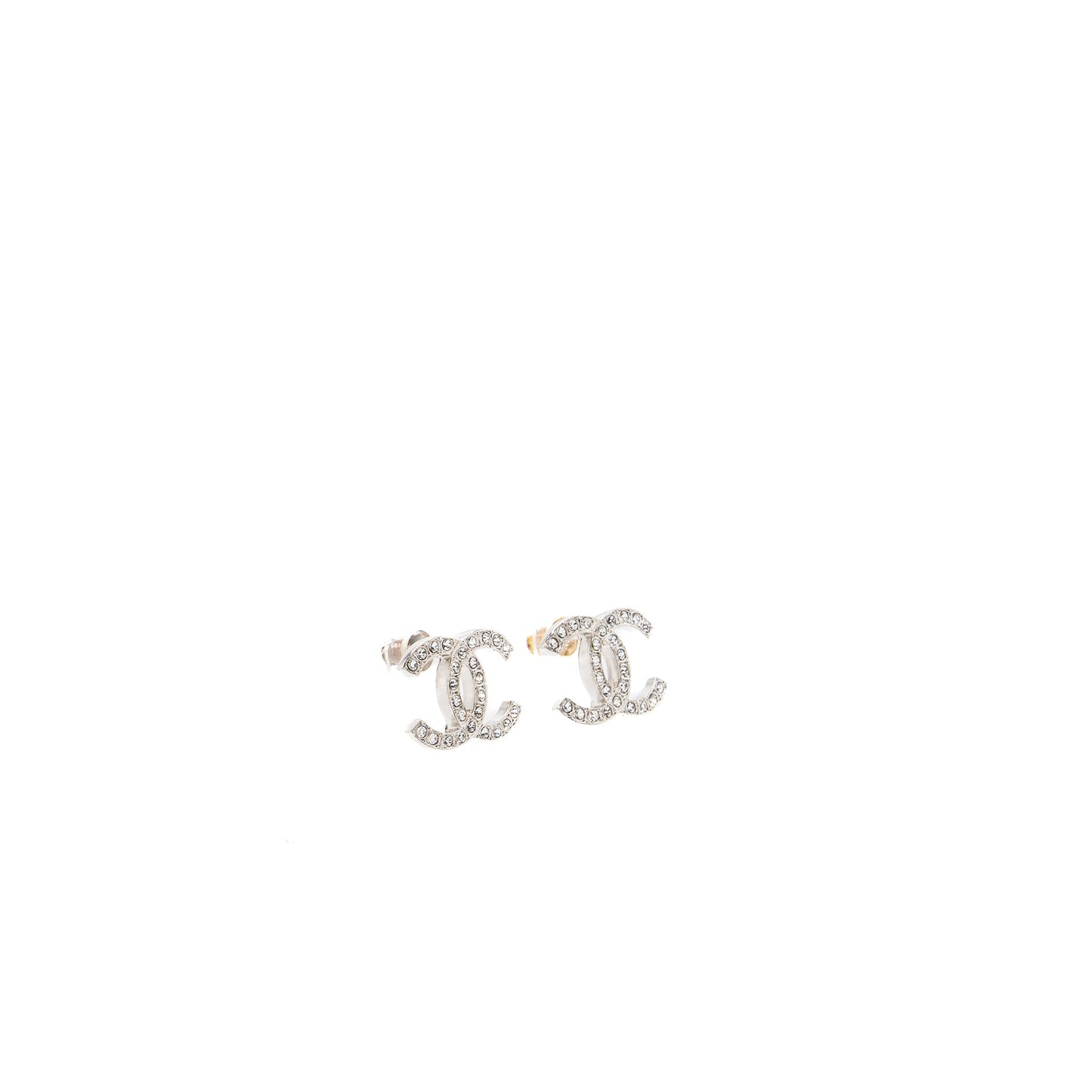 Chanel 22C CC Logo Earrings Crystal SHW