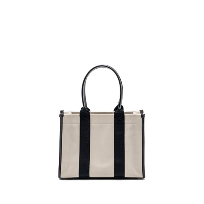 BALENCIAGA Small Tote Purse Canvas/ Leather Black/White