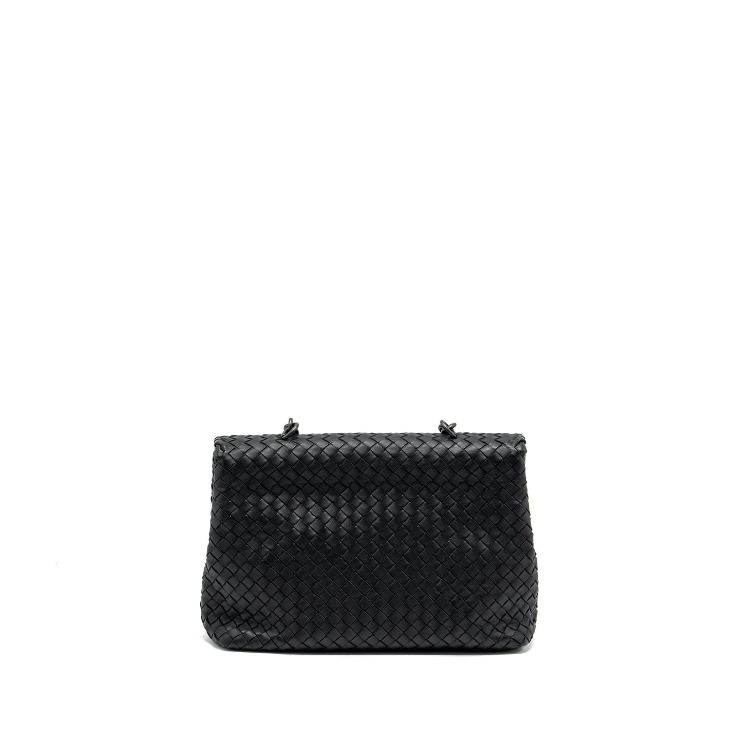 Bottega Veneta Single Chain Flap Purse Leather Black with Black Hardware