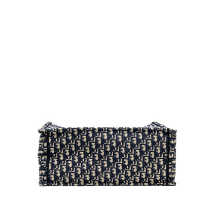 DIor Large Book Tote Blue Dior Oblique Embroidery