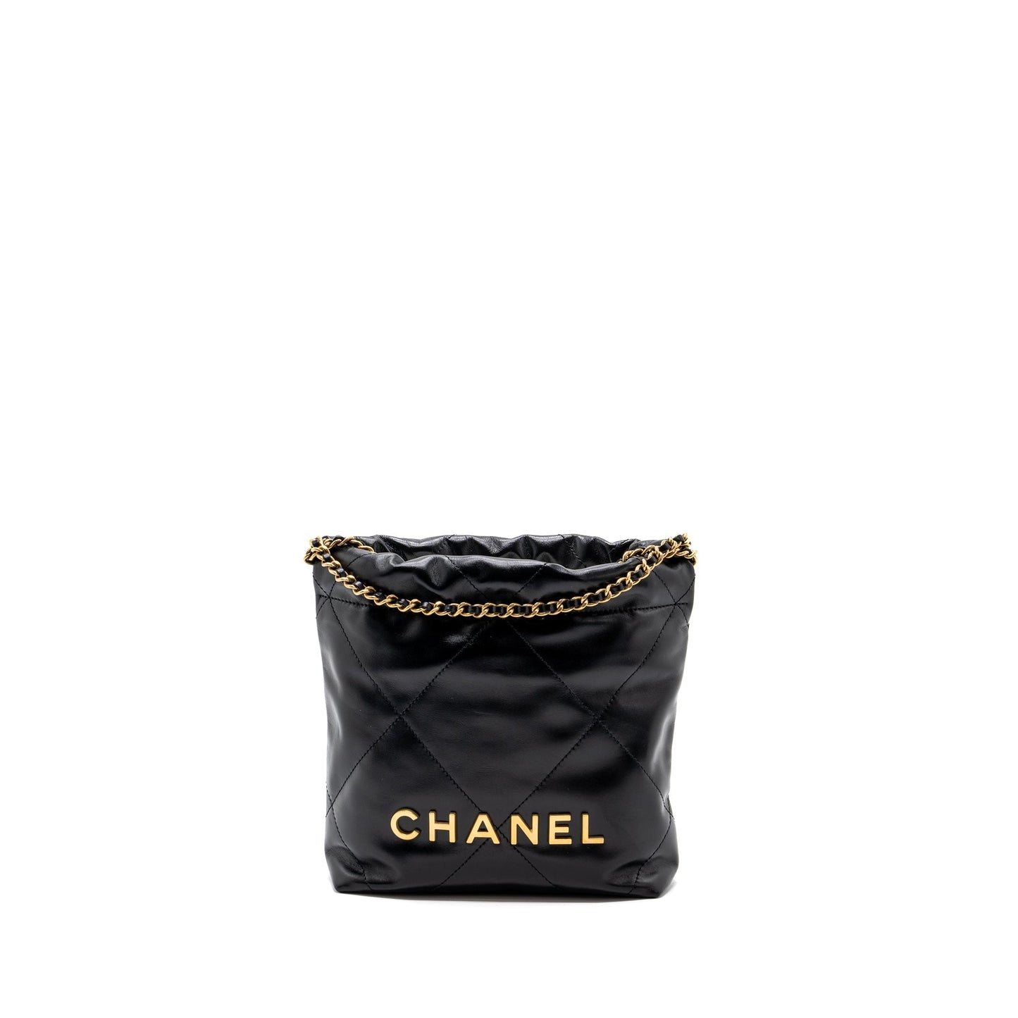 Chanel mini 22 bag shiny calfskin black GHW (microchip)