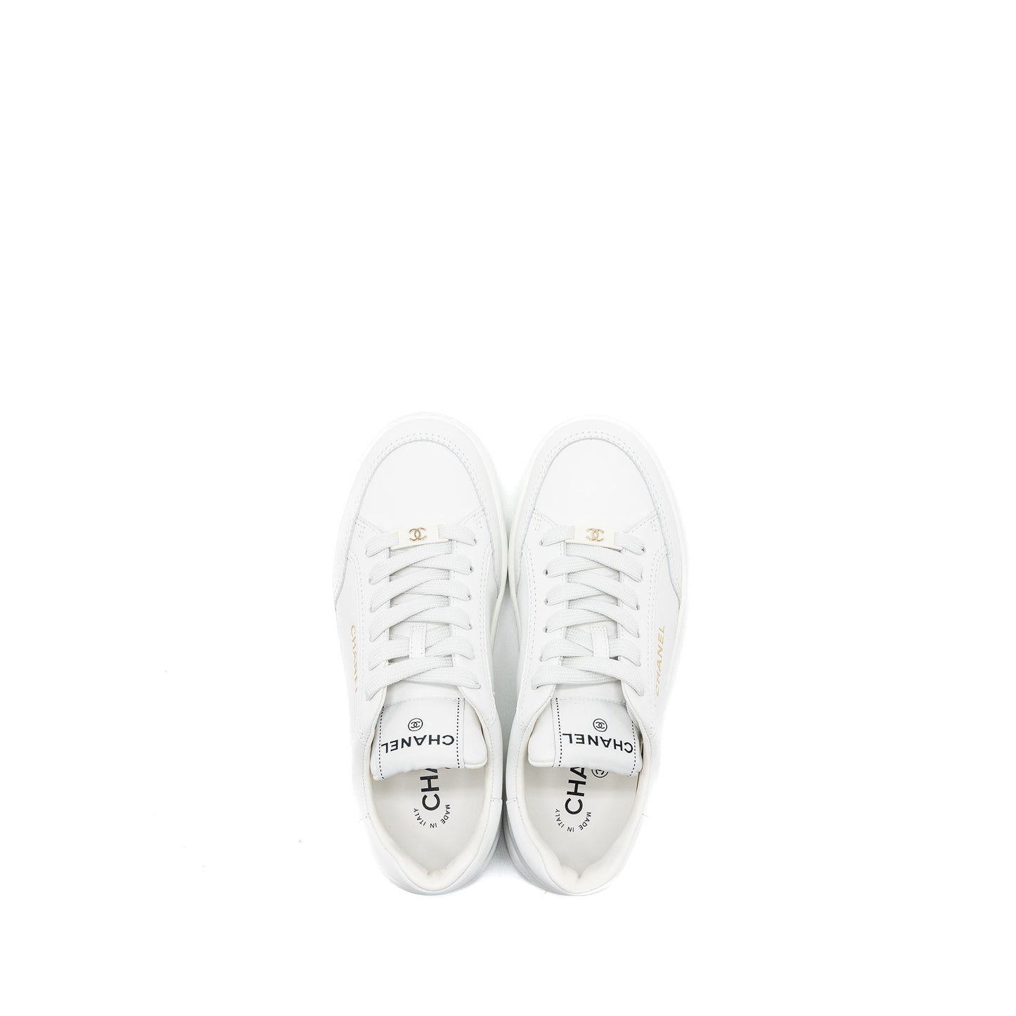 Chanel Size 37.5 Sneaker Leather White LGHW