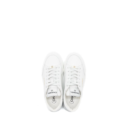 Chanel Size 37.5 Sneaker Leather White LGHW