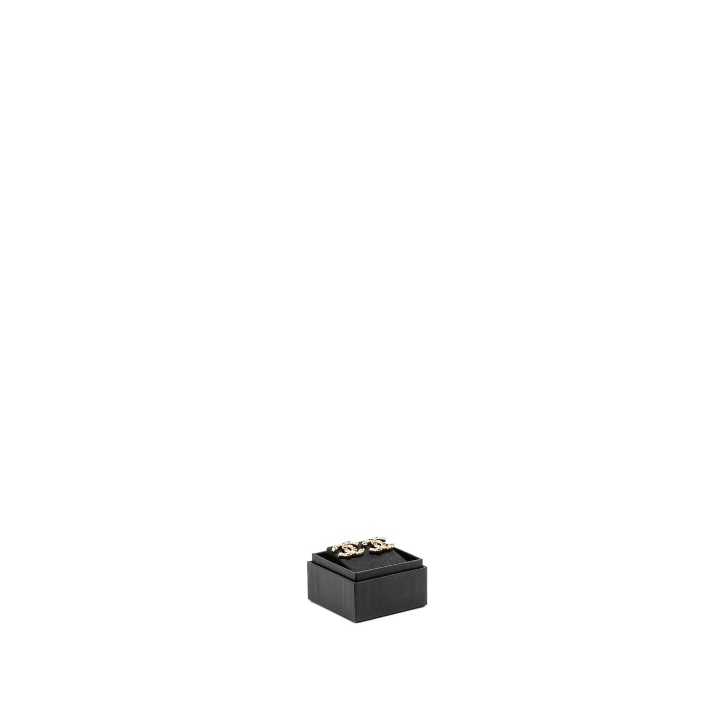 Chanel Letter and Square CC Earrings Light Gold Tone