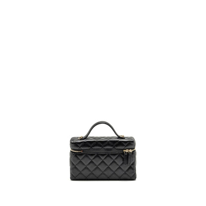 Chanel 25p CC Top Handle Vanity with Chain Caviar Black LGHW (microchip)