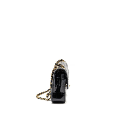 Chanel Medium Classic Double Flap Bag Alligator Mississippiensis Black GHW