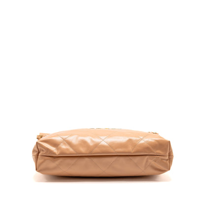 Chanel Medium 22 Bag Shiny Calfskin Light Beige GHW (Microchip)