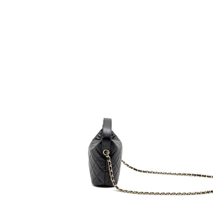 Chanel 25c detail Logo quilted hobo bag caviar black GHW (microchip)