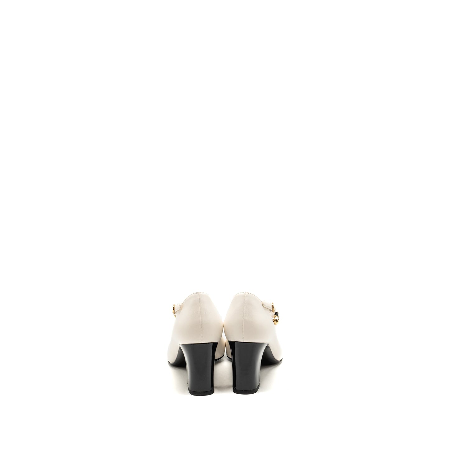 Chanel size 37C Mary Janes heel pumps lambskin / patent leather white/ black