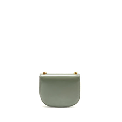 Celine Besace Clea Triomphe Chain Purse Shiny Calfskin Green