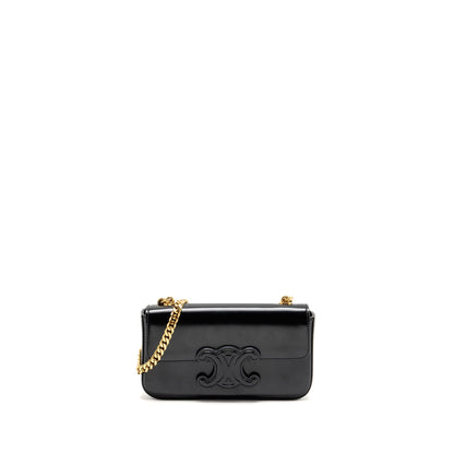 Celine Cuir Triomphe Chain Mini Purse Calfskin Black