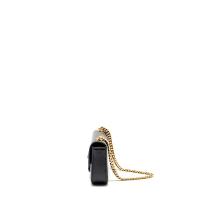 Celine Cuir Triomphe Chain Mini Purse Calfskin Black