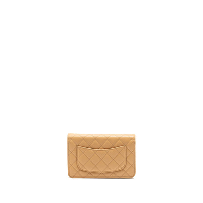 Chanel Detailed CC Classic Wallet on Chain Caviar Beige LGHW (Microchip)