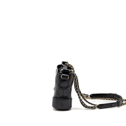 Chanel Small Gabrielle Hobo Bag Aged Calfskin Black Multicoloured Hardware (microchip)