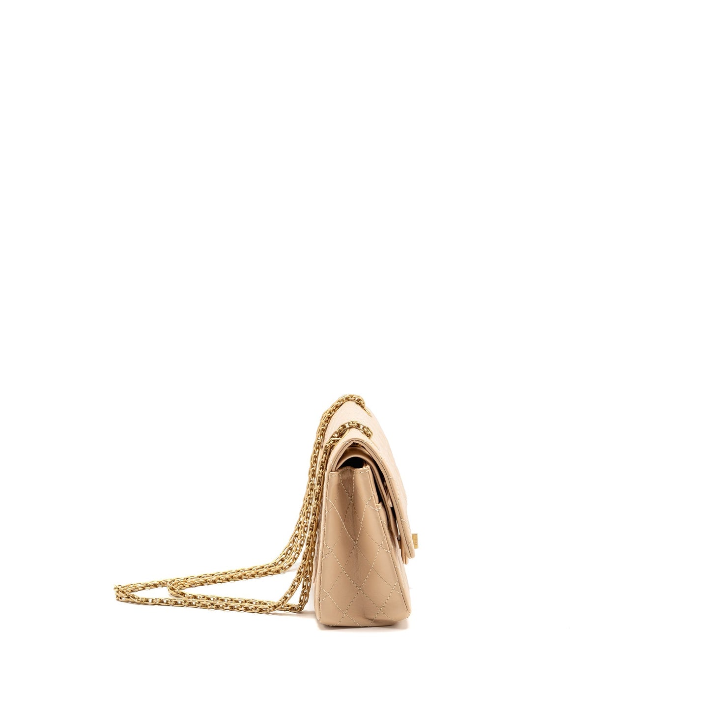Chanel Small 2.55 Reissue Double Flap Bag Aged Calfskin Beige GHW