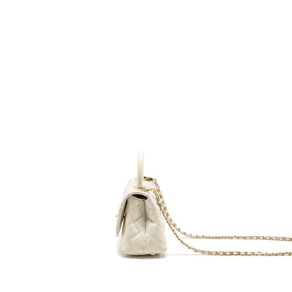 Chanel Mini Coco Handle Caviar White LGHW (microchip)
