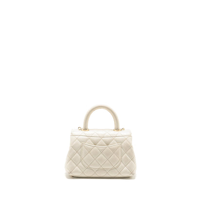 Chanel Mini Coco Handle Caviar White LGHW (microchip)