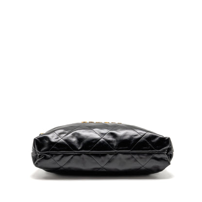 CHANEL Medium 22 Bag Shiny Calfskin Black GHW (Microchip)
