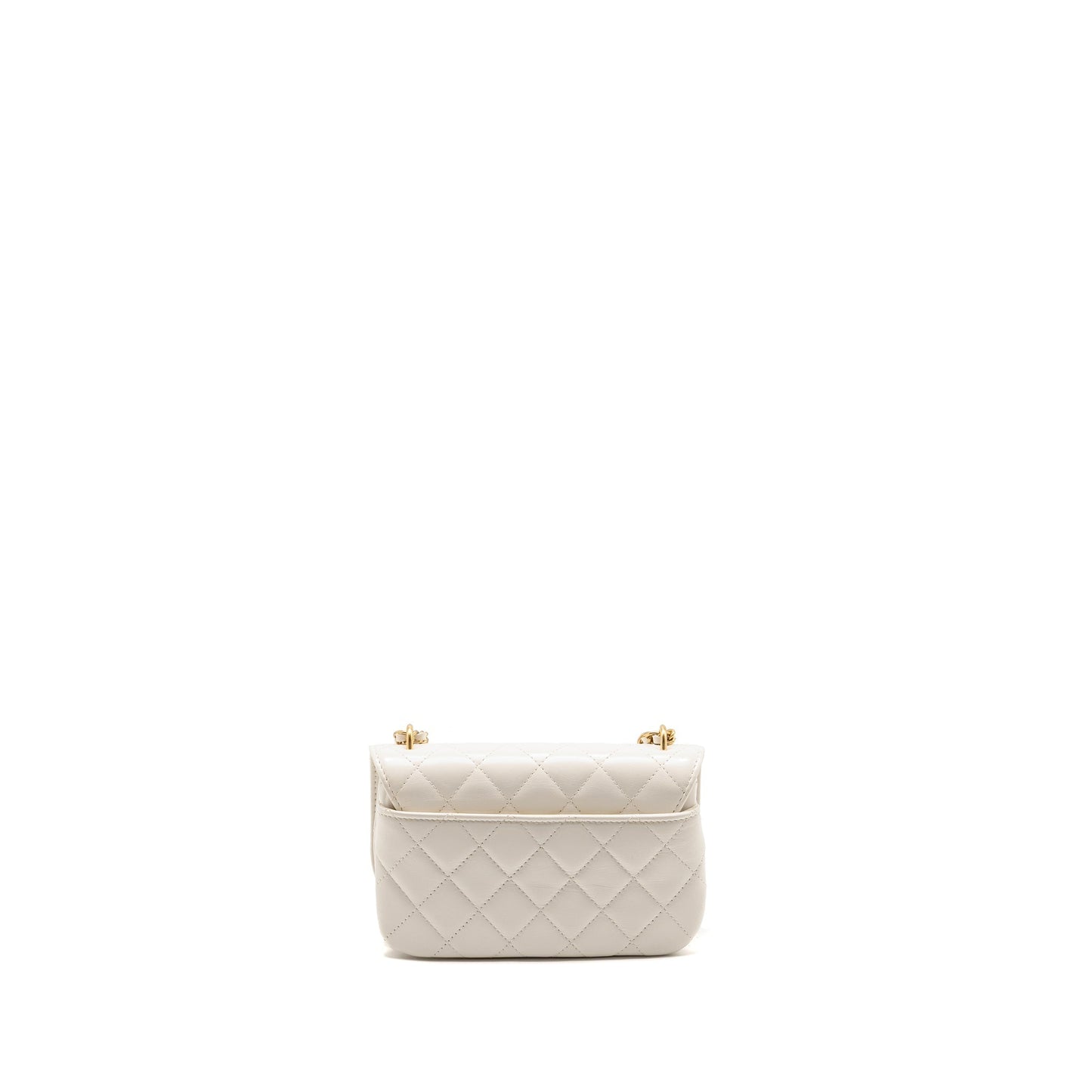 Chanel Flap Phone Holder with Chain Shiny Lambskin White GHW (Microchip)