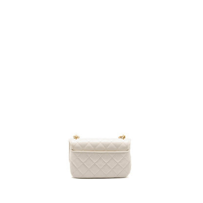 Chanel Flap Phone Holder with Chain Shiny Lambskin White GHW (Microchip)