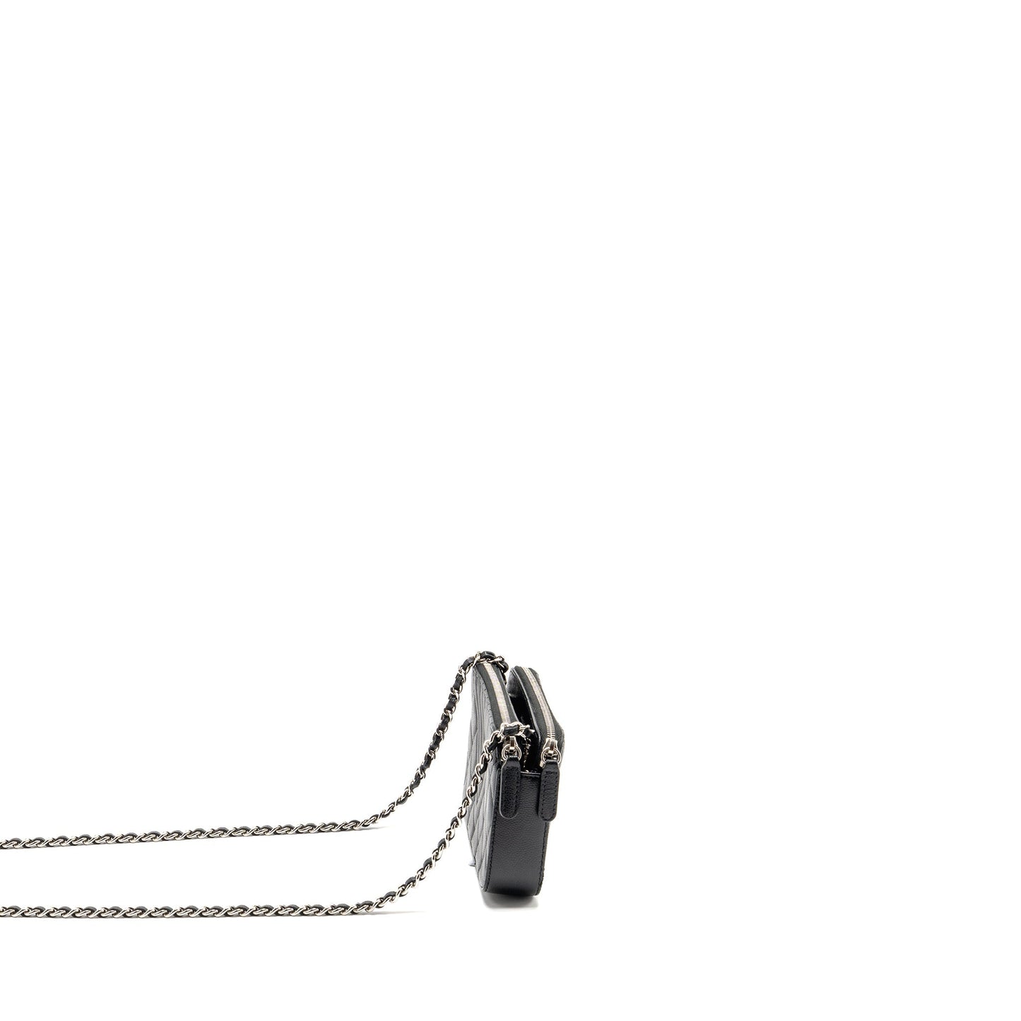 Chanel Double Zip Clutch with Chain Caviar Black SHW