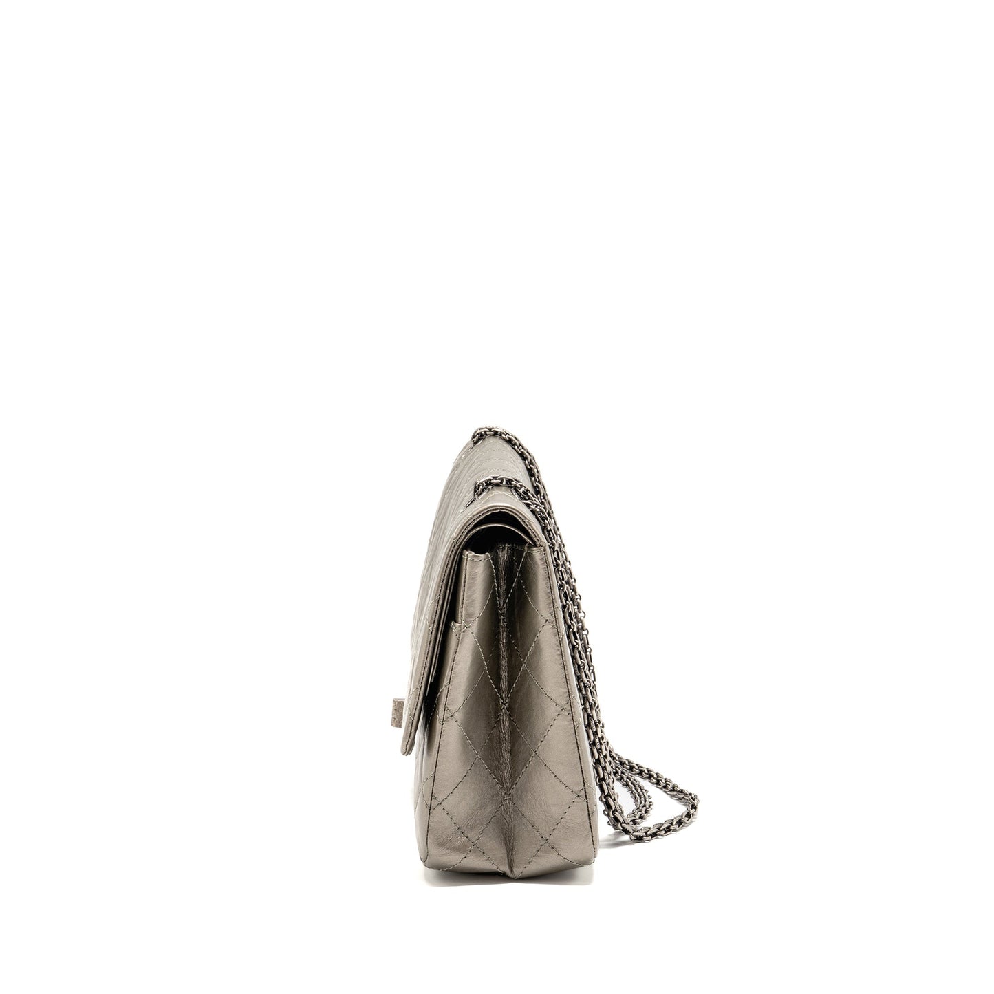 Chanel Maxi 2.55 Reissue Flap Bag Aged Calfskin IridescentÂ Light Grey Ruthenium Hardware