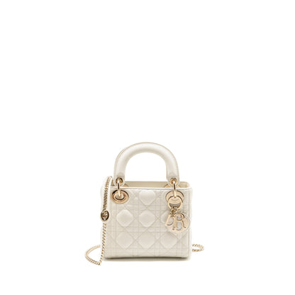 Dior Mini Lady Dior Lambskin White