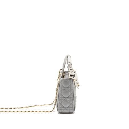 Mini Lady Dior Lambskin Iridescent Grey