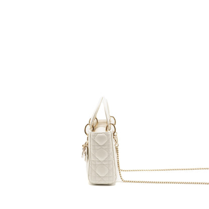 Dior Mini Lady Dior Lambskin White