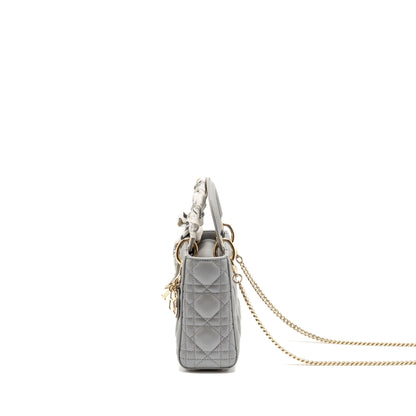 Mini Lady Dior Lambskin Iridescent Grey