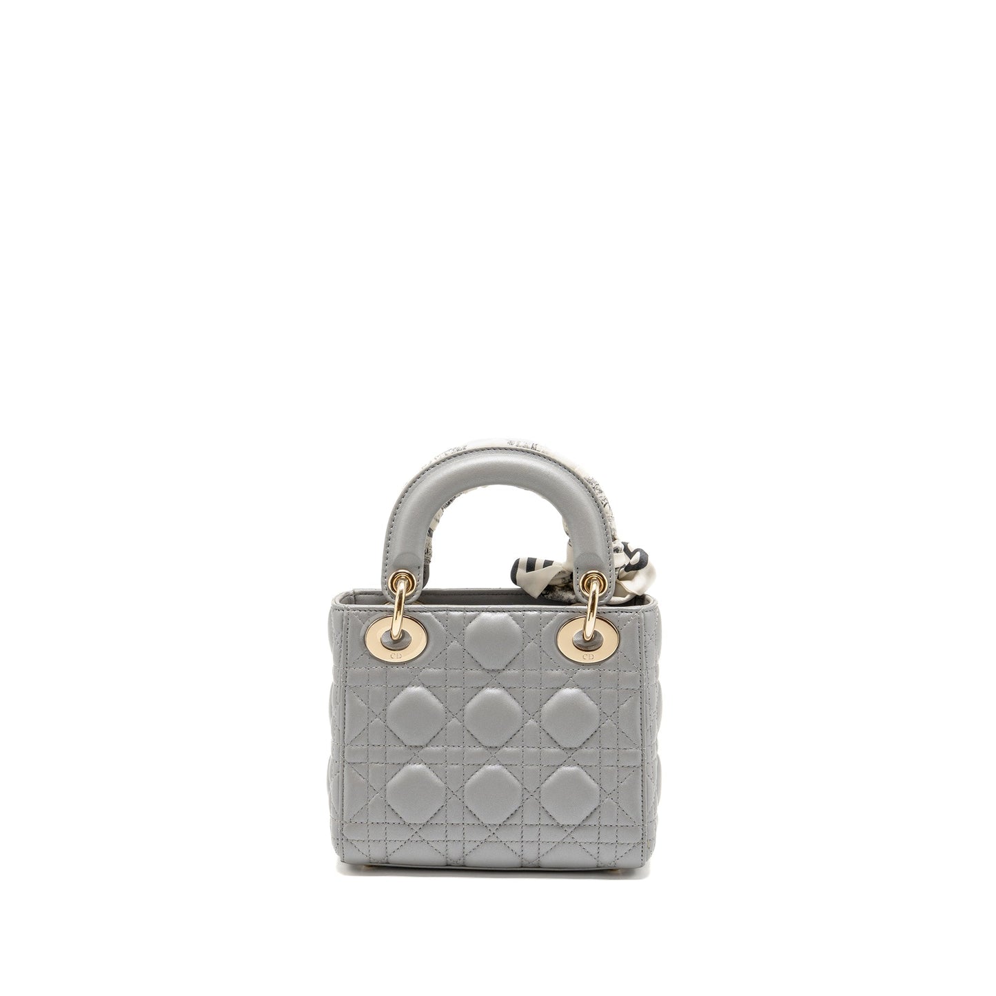 Mini Lady Dior Lambskin Iridescent Grey