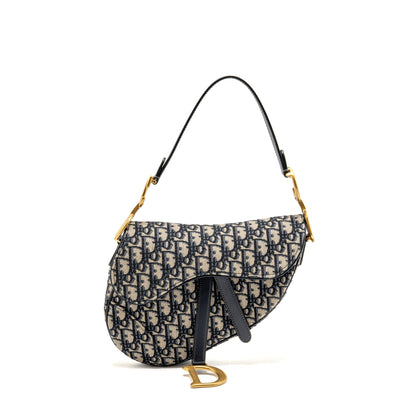 Dior Medium Saddle Purse Blue Oblique Canvas