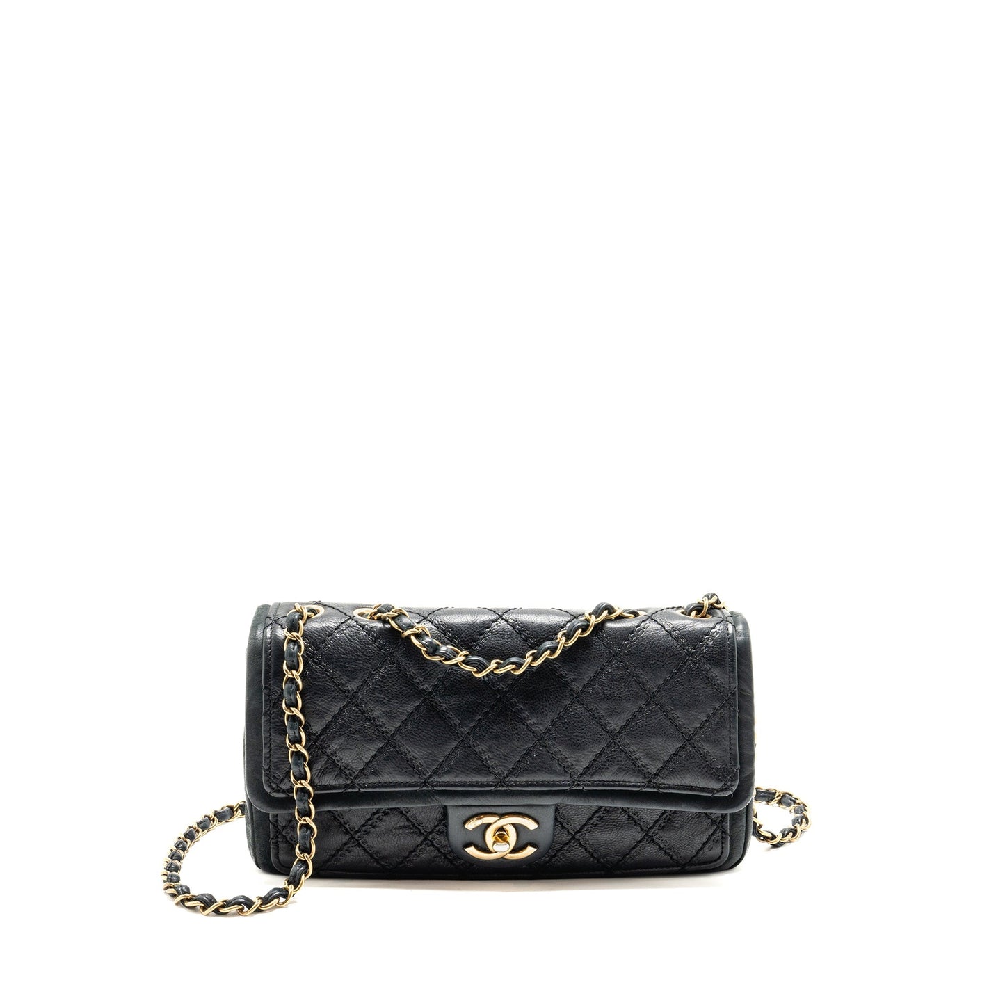 Chanel Quilted flap bag calfskin dark blue GHW