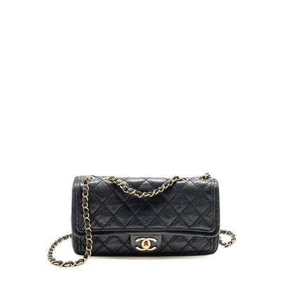 Chanel Quilted flap bag calfskin dark blue GHW