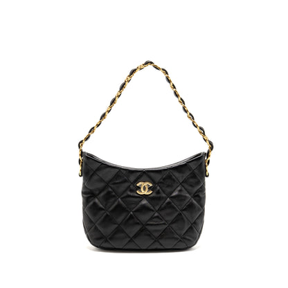 Chanel 22k Hobo Shoulder Bag Lambskin Black GHW