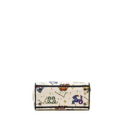 Dior Medium Lady D-lite Purse Pixel Zodiac Embroidery Canvas Multicolour Black hardware