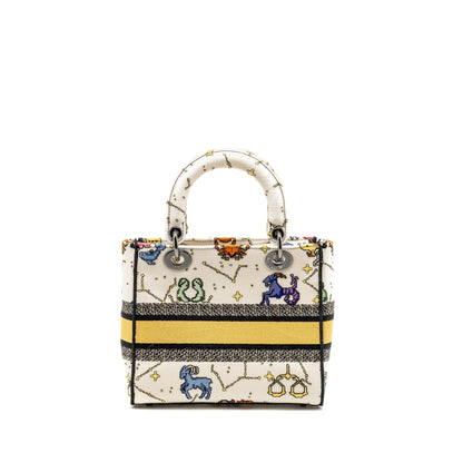 Dior Medium Lady D-lite Purse Pixel Zodiac Embroidery Canvas Multicolour Black hardware
