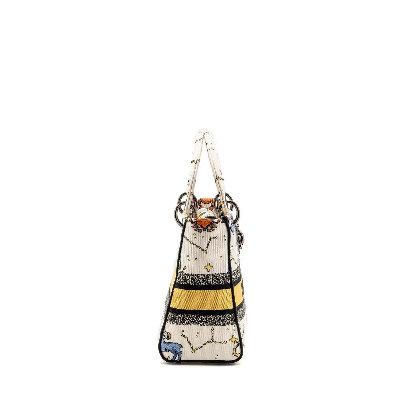 Dior Medium Lady D-lite Purse Pixel Zodiac Embroidery Canvas Multicolour Black hardware