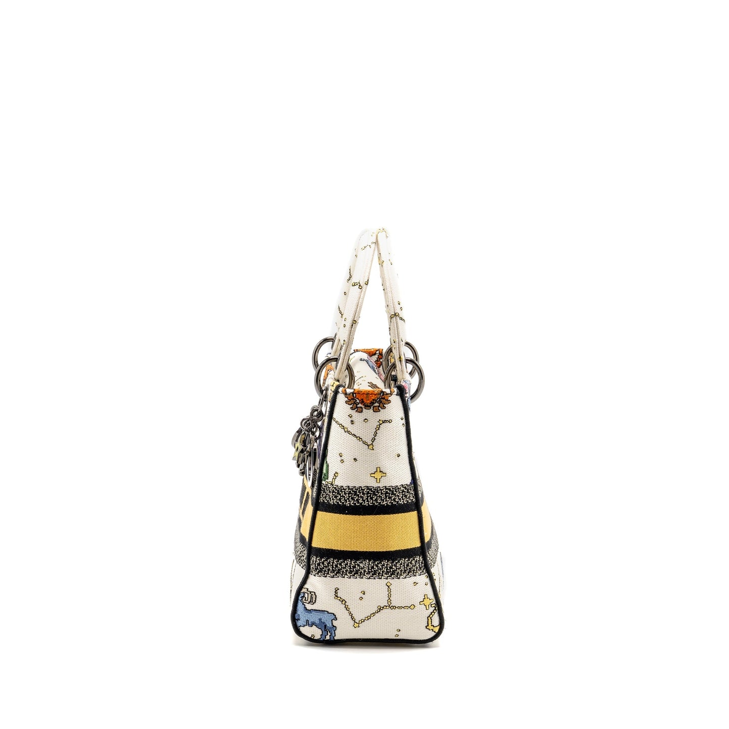 Dior Medium Lady D-lite Purse Pixel Zodiac Embroidery Canvas Multicolour Black hardware