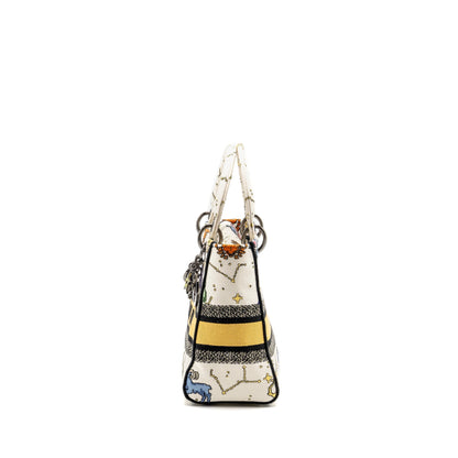 Dior Medium Lady D-lite Purse Pixel Zodiac Embroidery Canvas Multicolour Black hardware