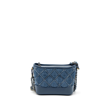 Chanel Small Gabrielle Hobo Bag Denim Blue Multicolour Hardware