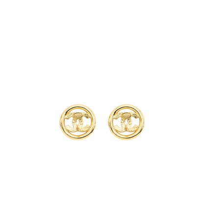 Chanel round CC Logo earrings GHW
