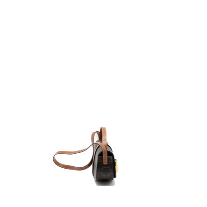 Celine Clutch On Strap Tabou Calfskin/Triomphe Canvas Tan