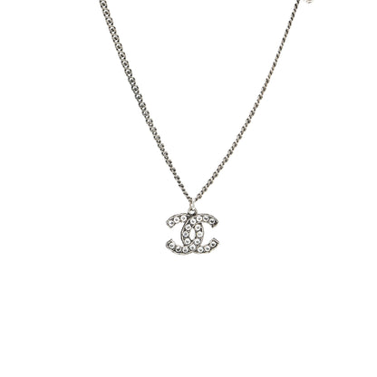 Chanel CC Logo Necklace Crystal/ Pearl Ruthenium Hardware