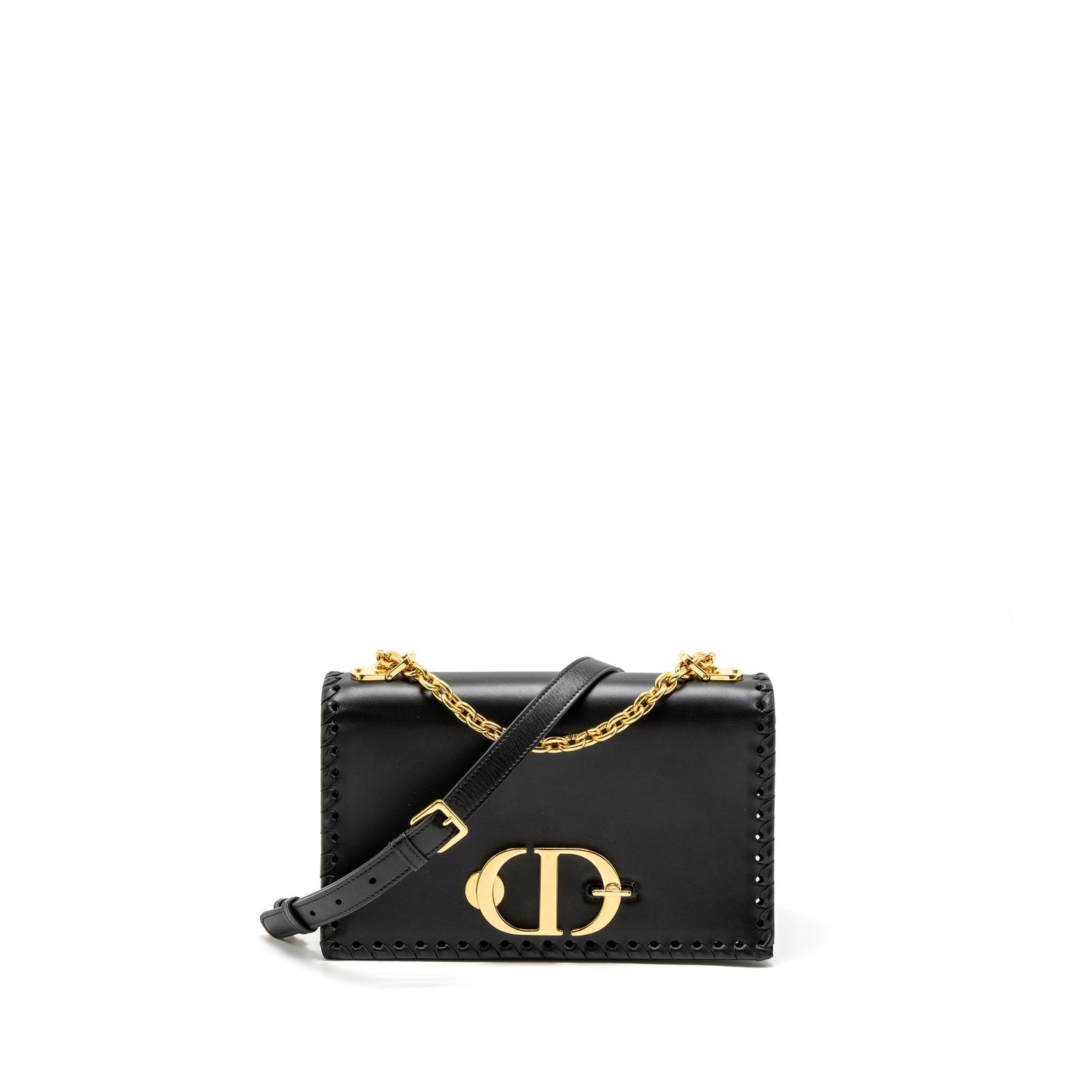 Dior 30 Montaigne Flap Purse Calfskin Black