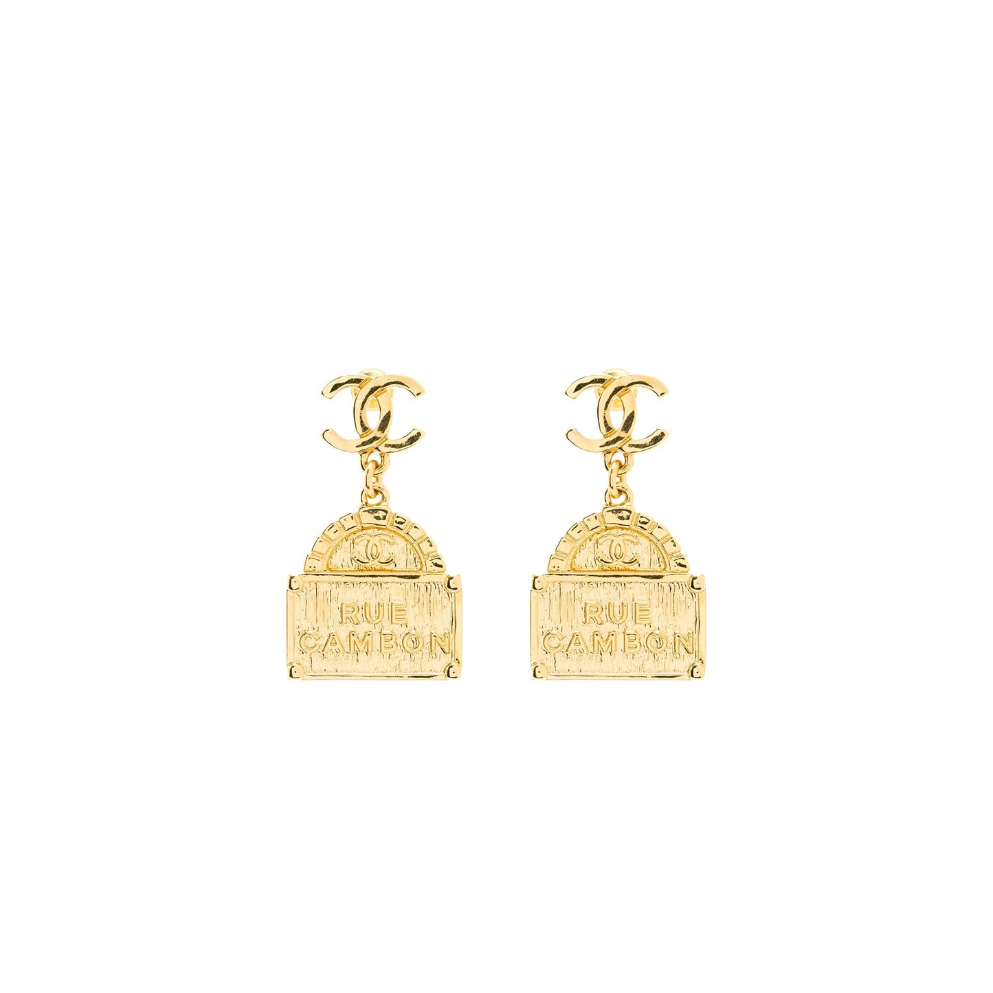 Chanel CC Logo Rue Cambo Drop Earring GHW