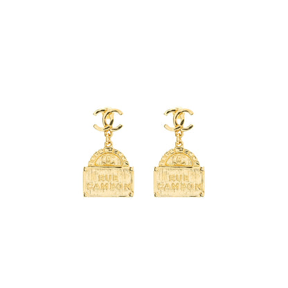 Chanel CC Logo Rue Cambo Drop Earring GHW