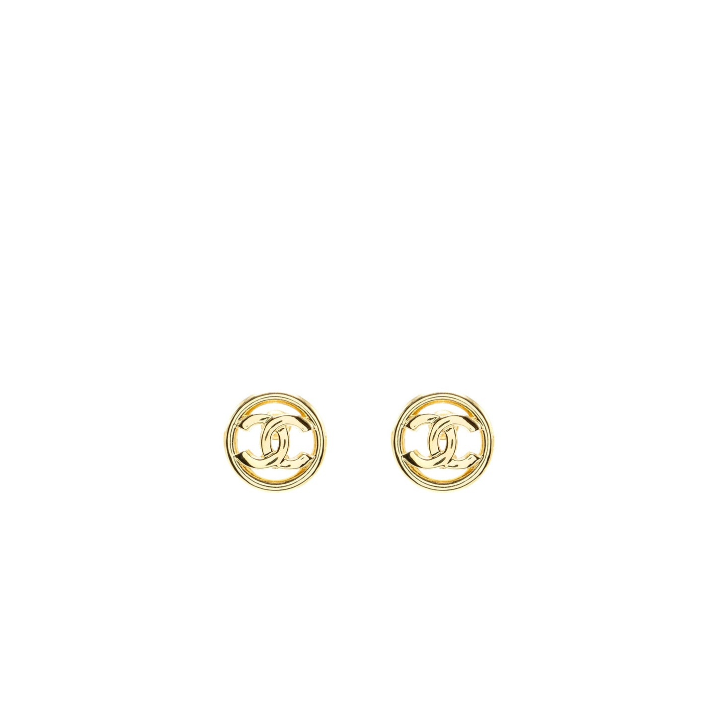 Chanel round CC Logo earrings GHW