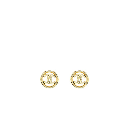 Chanel round CC Logo earrings GHW